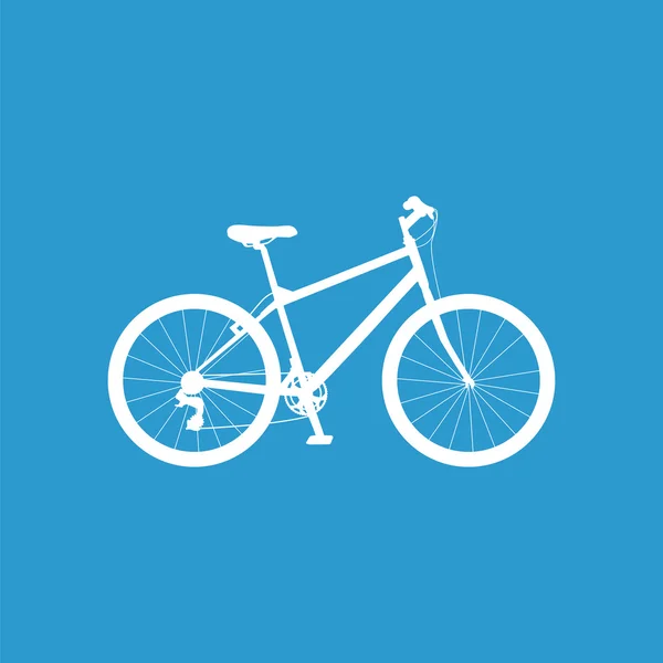 Icono de la bicicleta, aislado, blanco sobre el fondo azul — Archivo Imágenes Vectoriales