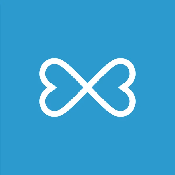 Unendliches Herz-Symbol, isoliert, weiß auf blauem Hintergrund — Stockvektor