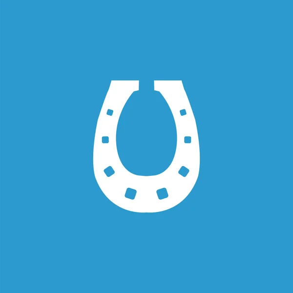 Horseshoe icon, isolated, white on the blue backgroun — Stock Vector