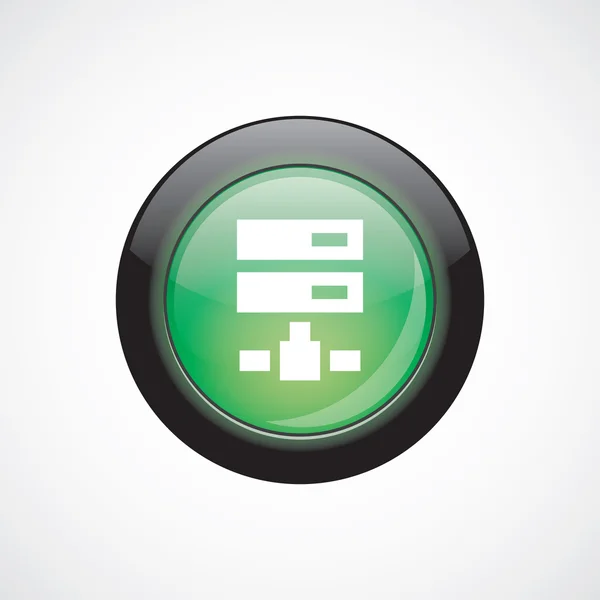 ネット ドライブ ガラス サイン アイコン緑色の光沢のあるボタン — ストックベクタ