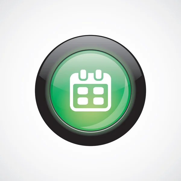 Przycisk błyszczący znak zielona ikona kalendarz szkła — Wektor stockowy