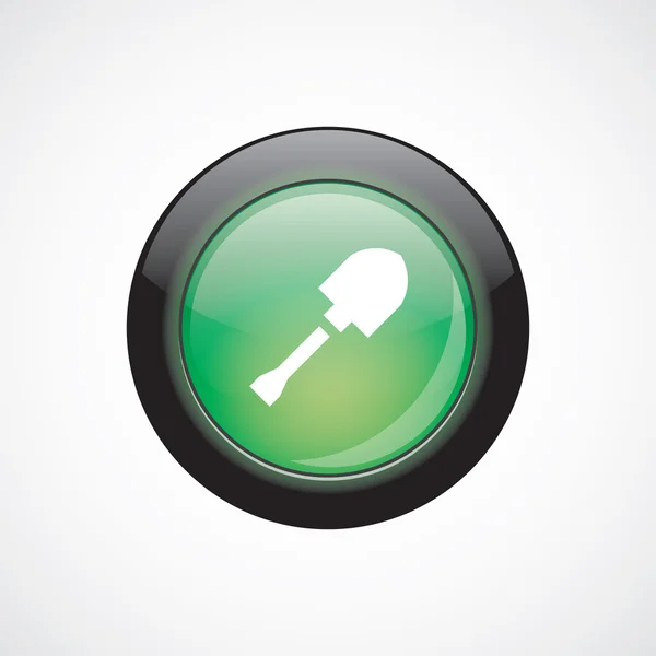 Lopata lesklý tlačítko ikonu zelené sklo podepsat — Stockový vektor