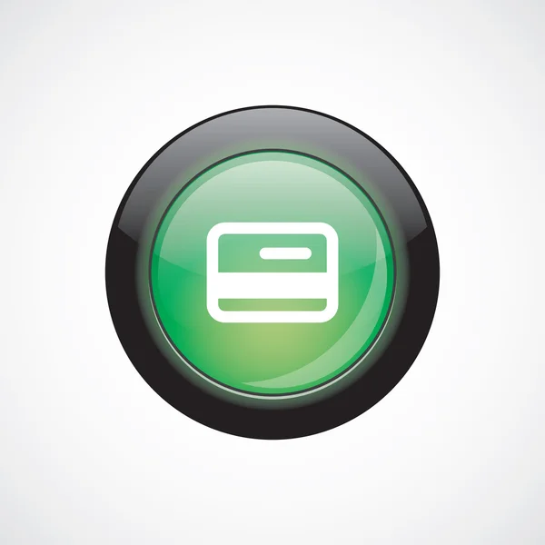 Carta di credito segno di vetro icona verde pulsante lucido — Vettoriale Stock