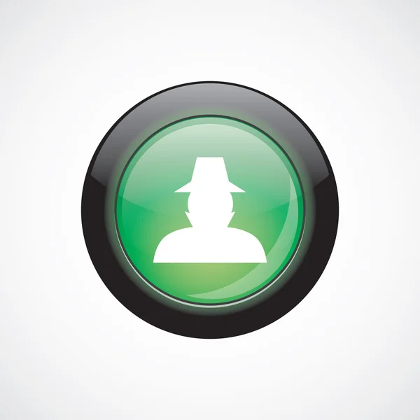 Detective glass sign icon green shiny button — стоковый вектор