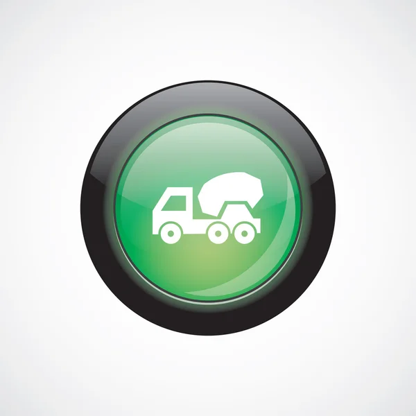 concrete mixer glass sign icon green shiny button