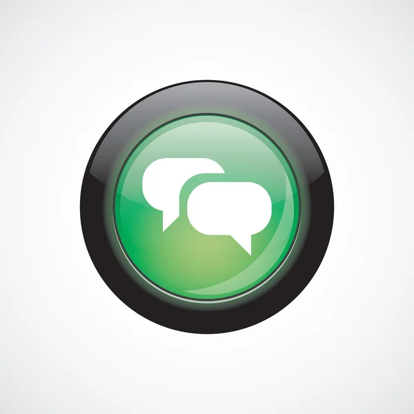 会話ガラス サイン アイコン緑色の光沢のあるボタン — ストックベクタ