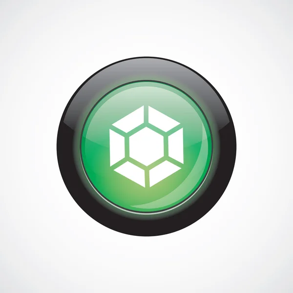 Simbolo di vetro diamante icona verde lucido butto — Vettoriale Stock