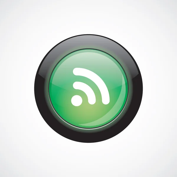 WiFi icono signo de vidrio verde botón brillante — Vector de stock