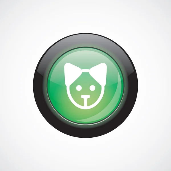 Tanda tangan anak anjing tombol mengkilap hijau ikon - Stok Vektor