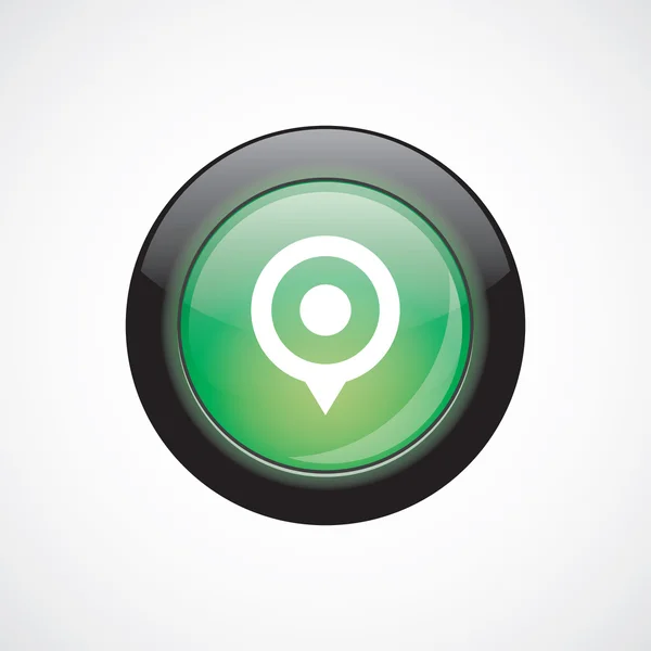 Map pin sign icon green shiny button — Stock Vector