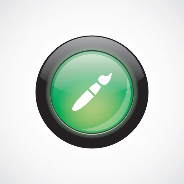 Pinsel Glas Zeichen Symbol grün glänzenden Knopf — Stockvektor