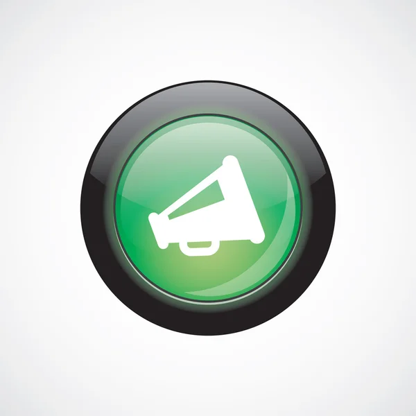 Icona segno vetro altoparlante verde lucido butto — Vettoriale Stock