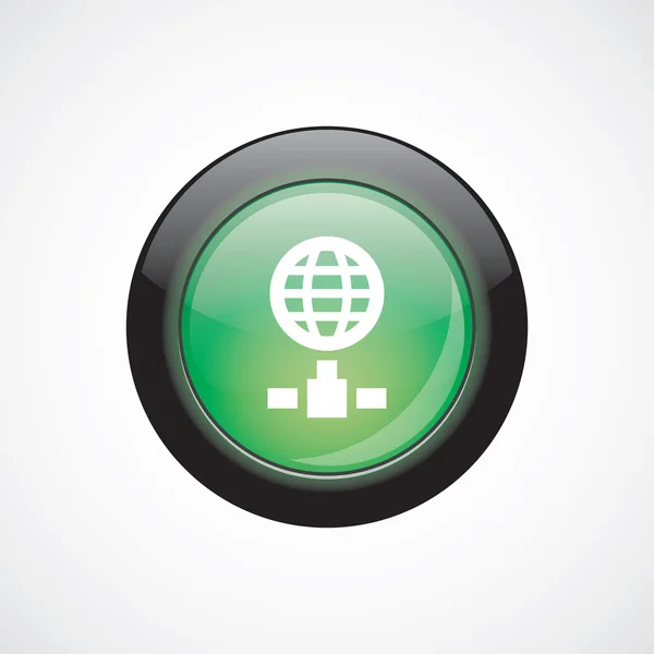 Internet glass sign icon green shiny button — Stock Vector
