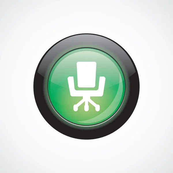 Office chair glass sign icon green shiny button — Stock Vector