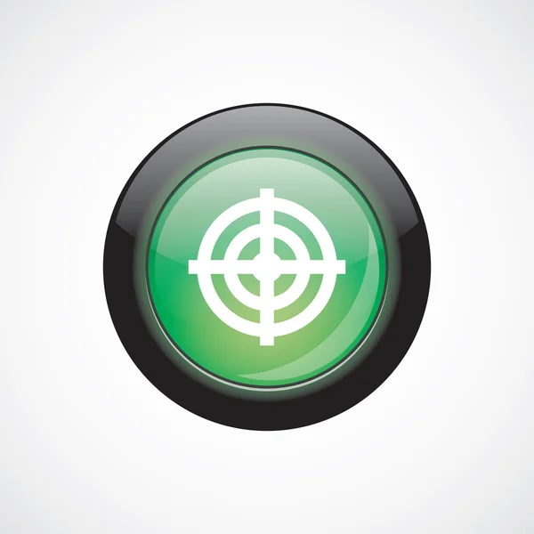 Icône signe cible bouton brillant vert — Image vectorielle