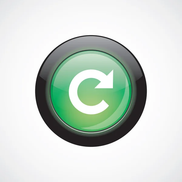 Reload sign icon green shiny button — стоковый вектор