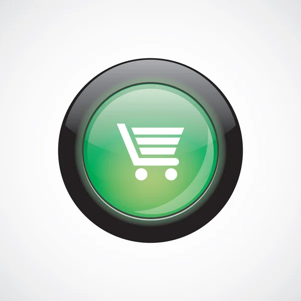 Carro de la compra signo icono verde botón brillante — Vector de stock