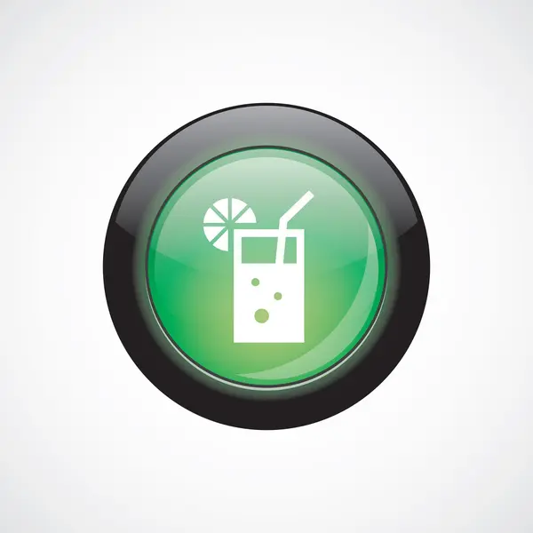 Icono de cristal cóctel signo verde botón brillante — Vector de stock