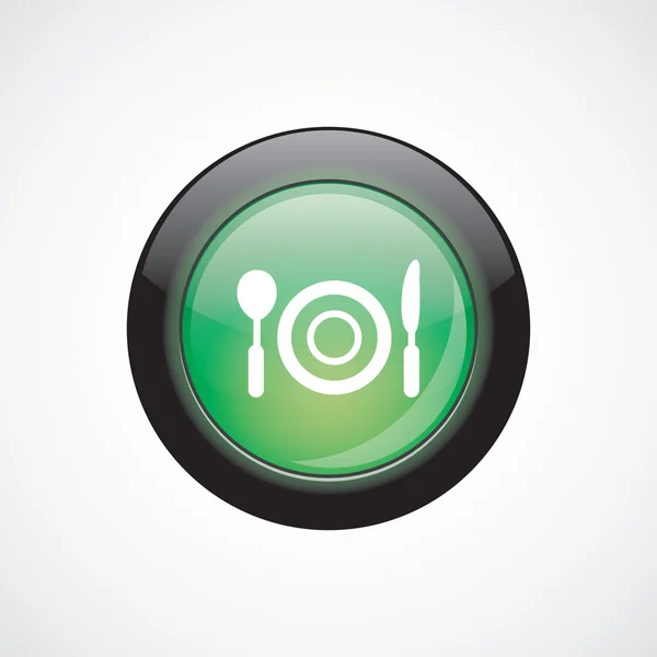 Κουμπί γυαλιστερό πράσινο εικονίδιο εστιατόριο σημαδιών — Διανυσματικό Αρχείο