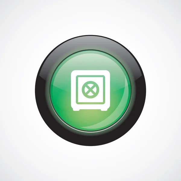 Bank safe sign icon green shiny button — Stock Vector