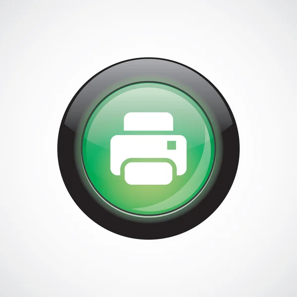 Printer sign icon green shiny button — Stock Vector