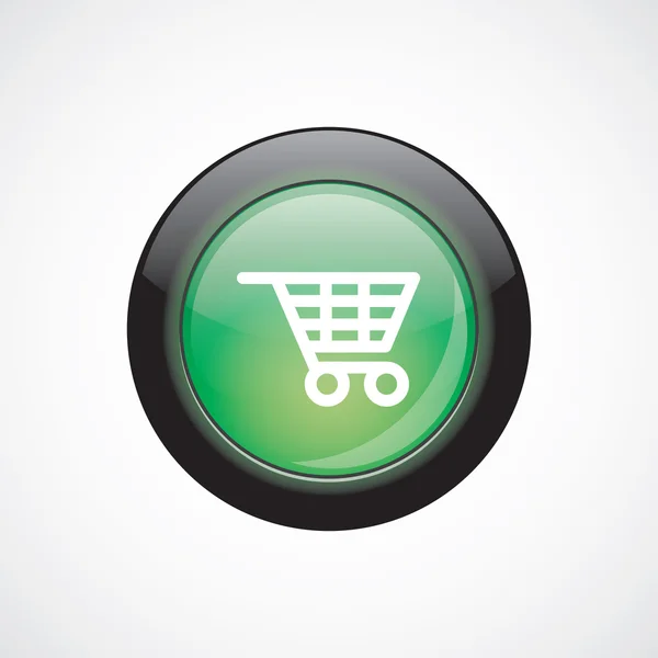 Shopping cart sign icon green shiny button — Stock Vector