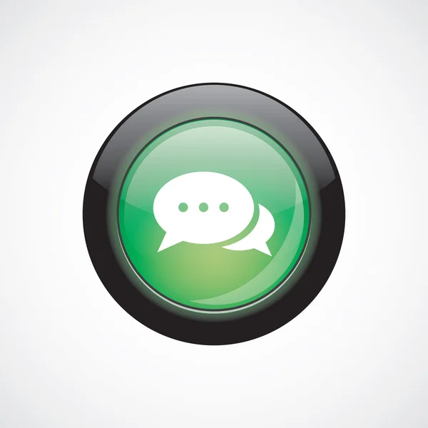 Chat Glas Zeichen Symbol grün glänzenden Knopf — Stockvektor