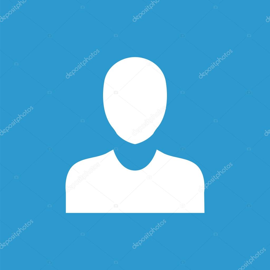 business avatar outline icon, isolated, white on the blue backgr
