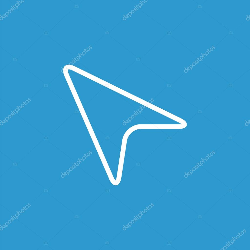 Arrow cursor outline icon, isolated, white on the blue background. Exclusive Symbol
