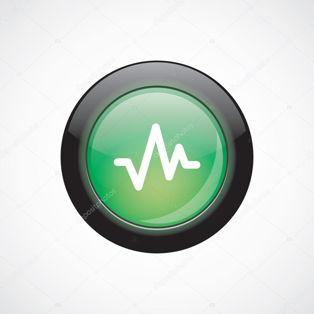 pulse glass sign icon green shiny button
