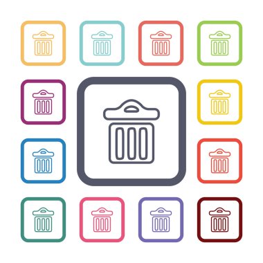çöp kutusu düz Icons set