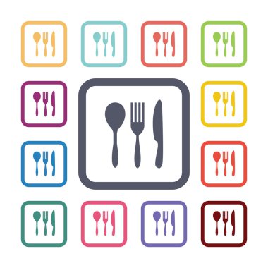 çatal bıçak takımları düz Icons set