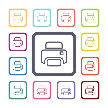 Yazıcı düz Icons set