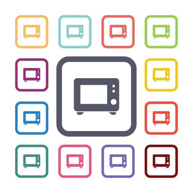 mikrodalga düz Icons set