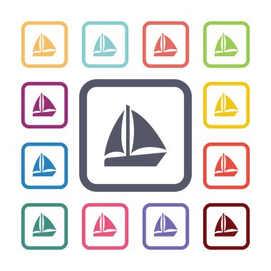 yelken tekne düz Icons set