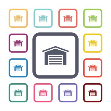 Araba garaj düz Icons set
