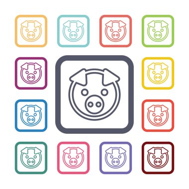 domuz düz Icons set