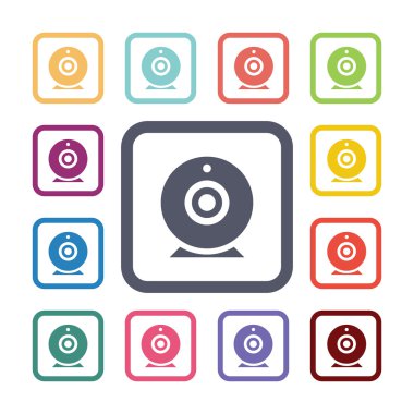 Web kamera düz Icons set