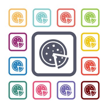 Pizza düz Icons set