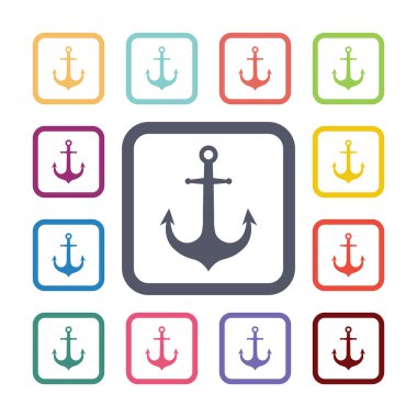 çapa düz Icons set