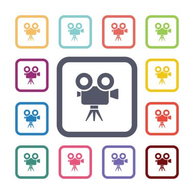 video kamera düz Icons set