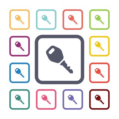 Araba anahtar düz Icons set