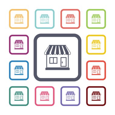 Dükkanı düz Icons set