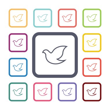 Güvercin düz Icons set