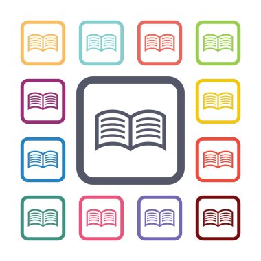 kitap düz simge seti