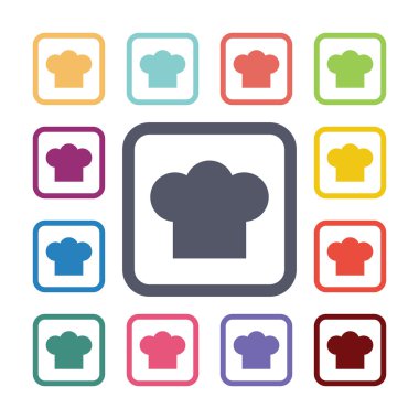 Chef şapka düz Icons set