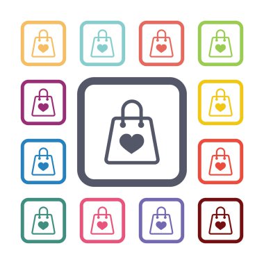 alışveriş çantası düz Icons set