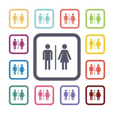 tuvalet düz Icons set