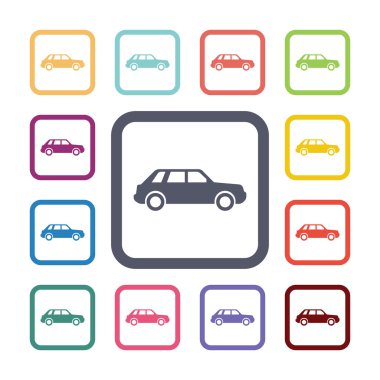 Araba düz Icons set