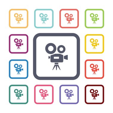 video kamera düz Icons set